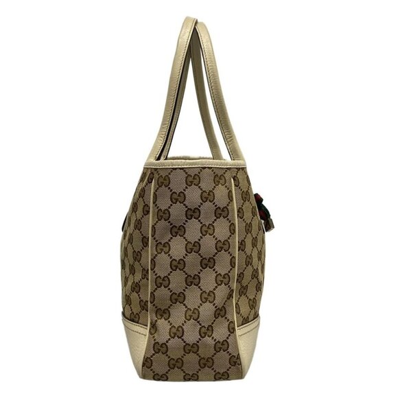 Gucci Tote Prince GG Pattern Beige Dark Brown Ivory Leather - Picture 2 of 15
